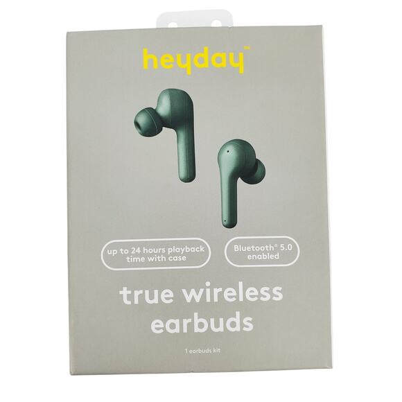 heyday True Wireless Bluetooth Earbuds 5.0 Green Rechargeable‎ in Case New - Picture 3 of 6